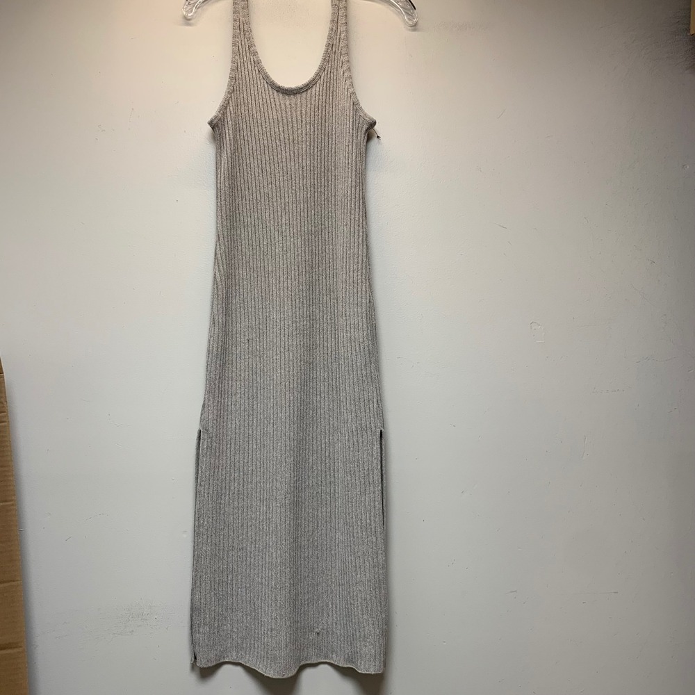 Arket Sleeveless Ribbed Knit Maxi Dress Women XS Grey Excellent Side Slits